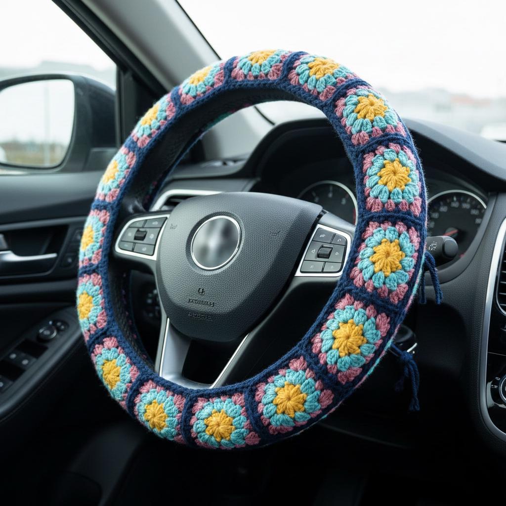 thumbnail image 2 of SHENKENUO DIY Beige Genuine Leather Steering Wheel Cover - Sew-On Kit, Non-Slip, Fits 14.5-15 Inch Wheels 2 of 6