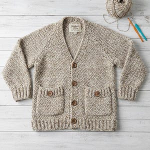 Crochet Raglan Cardigan Pattern – Easy V Neck Sweater with Pockets (Child Size, PDF Pattern)