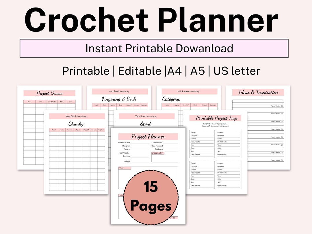 Crochet Planner, Project Queue, Pattern Organizer, Yarn Inventory ...