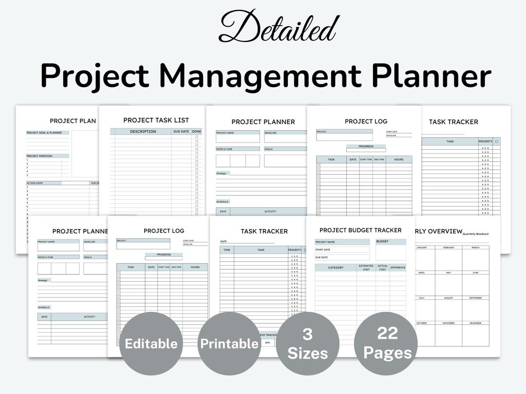 Project Management Planner, Work Organizer, Productivity Log, Time ...