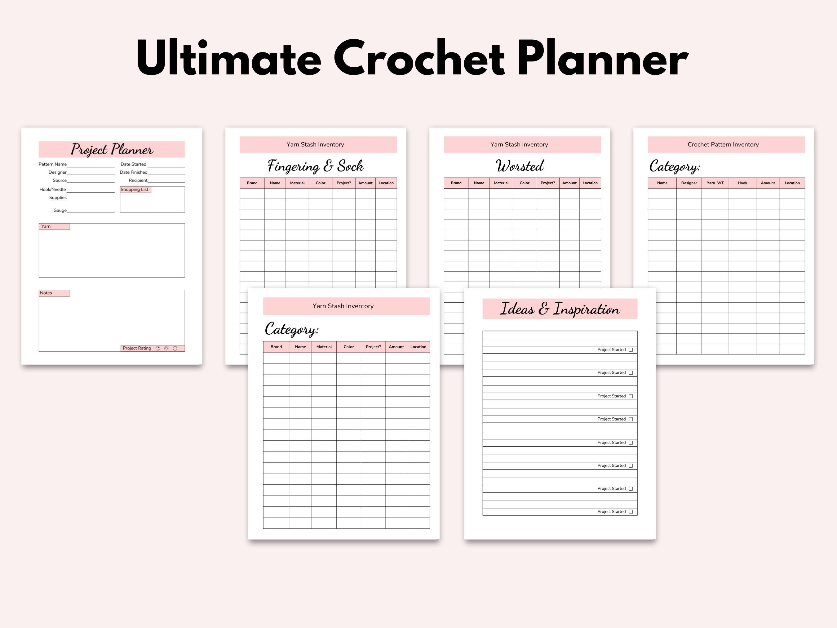 Crochet Planner, Project Queue, Pattern Organizer, Yarn Inventory ...