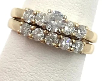 14K Gelbgold plattiert Diamant Hochzeit Set Verlobungsring und Band 1.5 CT