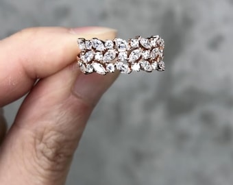 2 Karat Diamant Ring im Marquise Schliff, 14K Rose Gold Plattierte Band