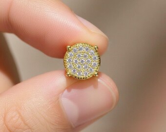 2Ct Round Cut Moissanite Diamond Iced Out Studs Earrings, Sterling Silver Minimalist Round Jewelry