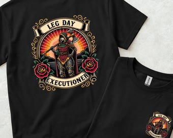 Gym Shirt - Black Leg Day Workout TShirt, Female Strong Girls, Fantasy Graphic Tee