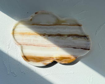 Natürliches Marmor unregelmäßiges Tablett - Creme Gelber Stein - Organische Form Catch-All für Badezimmer oder Schreibtisch