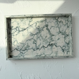 Arabescato Marble Deep Tray | Natural Stone Vanity Organiser (30x20x3cm)