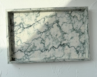 Arabescato Marmor tiefes Tablett | Naturstein Vanity Organizer (30x20x3cm)