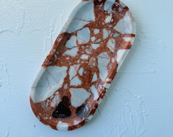 Calacatta Viola Marble Oval Tray 25x12cm | Natural Stone Vanity Organiser | Luxury Home Decor Gift