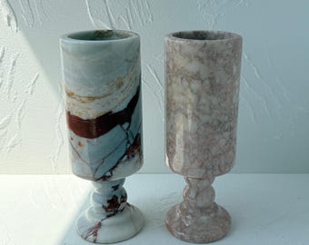 Marmor Kelchvase 25 cm | Naturstein-Kelch Blumenvase | Luxus Wohnkultur Geschenk