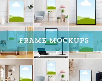 Rammockuppaket | Trärammockupset | A4- och 5x7-kortmockup för gallerikonst | Vintage fotoram för väggkonst