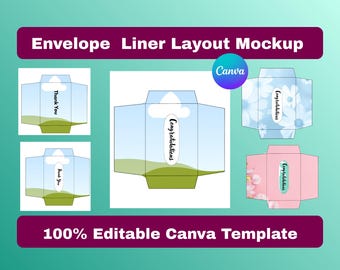Mall för kuvertinlägg | Redigerbar Canva-kuvertinlägg | Utskrivbar A7 A6 A2-kuvertinlägg | Gör-det-själv-kuvertinlägg för bröllop