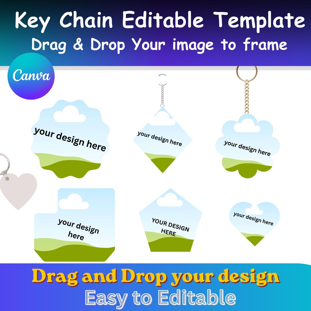 Keychain Frame Editable Editable Keychain Mockup Bundle, Key Fob Bundle With Keychain Packaging ...