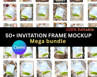 50x inbjudningskort i Canva, redigerbar kortdisplay på 5x7 | Boho bröllops-, tackkorts- och födelsedagskortsmodeller