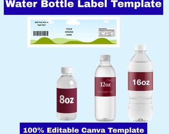 Redigerbar vattenflaskomslagsmall Canva, etikett för examensflaska, Kpop-festdekor, lägg till ditt namn PNG