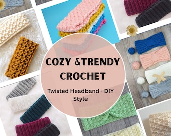 Virkat mönster för tvinnat pannband – DIY-virkmönster, sömlös virkad toppstil, MJS Off The Hook-inspirerad, virkad blomkrukapresentidé