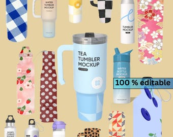 20 oz smala tumblermodeller Canva, roterande tumblermodell 20oz, tumblermallar, dra-och-släpp redigerbar högupplöst direktnedladdning