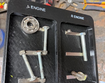 Bandeja magnética para piezas del compartimento del motor impresa en 3D: organizador de pernos de motor izquierdo y derecho - Herramienta para taller de reparación de automóviles