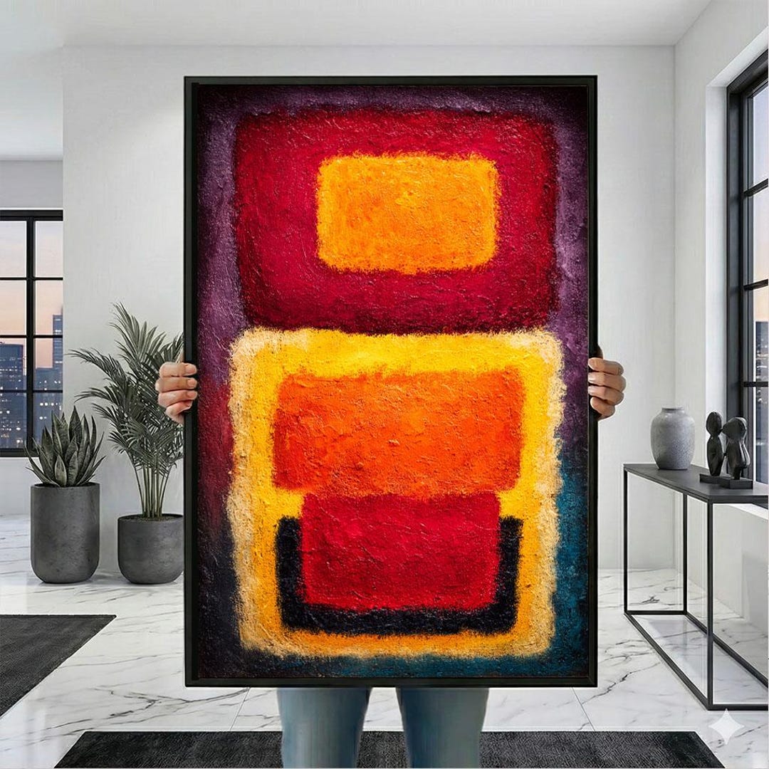 Mark Rothko Inspired Red and Yellow Canvas Bold Color Field Painting ...