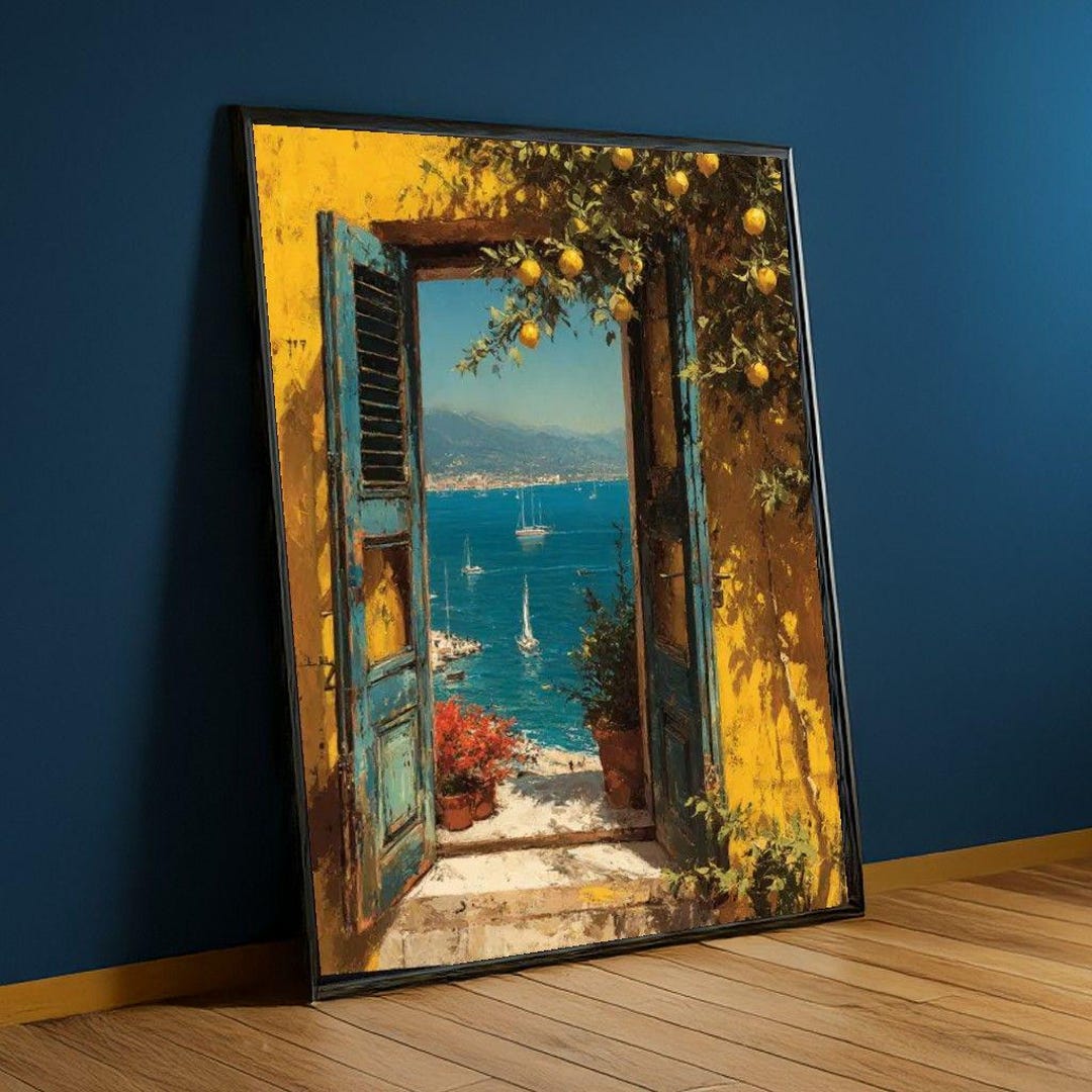 Mediterranean Seascape Canvas Print, Coastal Wall Art - Etsy