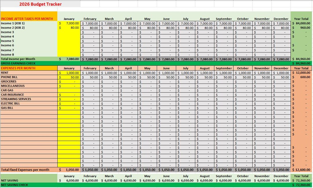 Simple Excel Budget Template - Track Income, Expenses & Savings - Etsy