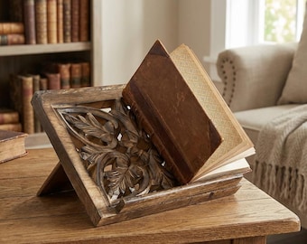 Ornate Wood Carved Bible Stand, Missal Holder for Church or Home