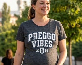 Preggo Vibes 2026 Comfort Colors Shirt, Varsity Pregnancy Announcement T-shirt, New Mom Gift