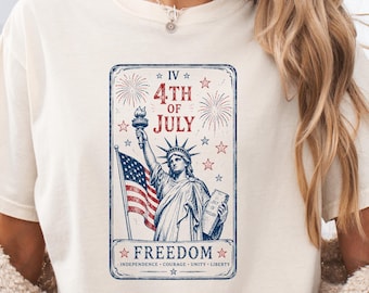 Vintage 4th of July Tarot Card Shirt, Patriotic Statue of Liberty Comfort Colors Tee