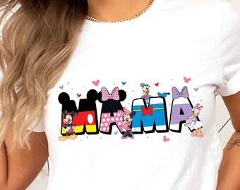 Mama Family Vacation Shirt, Magical Characters Mama Tee, Cute Mouse Mama T-shirt, Family Trip 2026 Shirt, Retro Cartoon Mama Gift