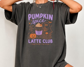 Pumpkin Spice Latte Club Shirt, Halloween Coffee Lover Tee, Cozy Fall Ghost Shirt, Pumpkin Spice Season Shirt, Cute PSL Graphic Tee