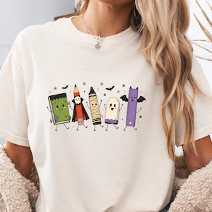 Spooky Teacher Halloween Shirt, Cute Back to School Tee, Retro Kawaii Comfort Colors Shirt