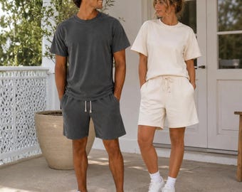 Comfort Colors Shirt and Shorts Set, Matching Lounge Outfit, Garment Dyed Cotton Set, Unisex  Vacation Outfit
