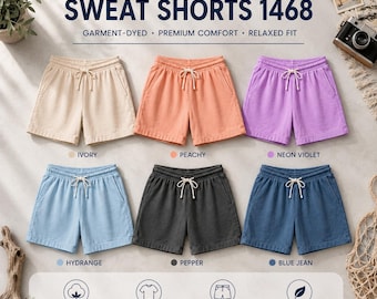 Comfort Colors 1468 Sweat Shorts, Garment Dyed Shorts, Relaxed Fit Cotton Shorts