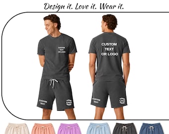 Custom Logo Shirt and Shorts Set, Personalized Business Apparel, Comfort Colors Matching Set, Company Uniform, Boutique Brand Merch