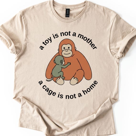Monkey Punch Tee, Distressed Meme Viral Graphic of Baby Monkey Holding Plush Toy, Animal Rights Tee Gift
