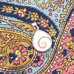 Pendentif œil de Sainte Lucie en argent 925,bijoux œil de shiva, coquillage,forme goutte
