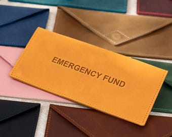 Personalized Leather Wedding Cash Envelope, Custom Wallet