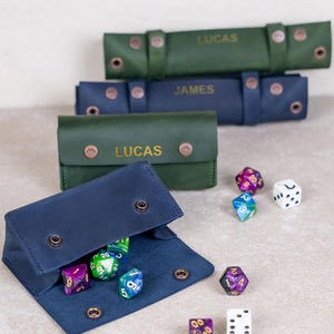 Personalized Leather Dice Bag & Roll Set | Custom DnD Gift | Engraved Gamer Pouch | Dungeons and Dragons | Tabletop RPG