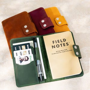 Personalized Leather Field Notes Cover, Pocket Notebook Wallet with Card Slots & Pen Loop, Mini Journal Cover, EDC Gift for Him