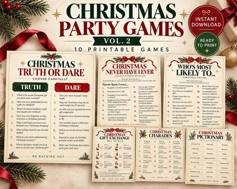 20 Christmas Party Games Mega Bundle | Printable Holiday Games for ...
