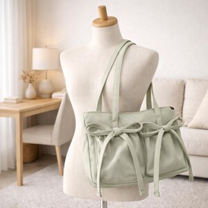 Koreanische Nylon-Schultertasche mit Schleife, modische Tragetasche, geräumige, faltbare Pendlerhandtasche