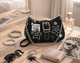 Y2K Handmade Remake Shoulder Bag Punk Style Handbag Gothic Bag Y2k