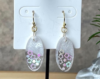 Peek a boo oval resin  earrings ( 3 colors)