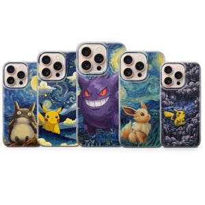 Mobilskal med stjärnklar natt Pokémon till iPhone 17 Pro Max, 16e, 15, 14, 13 och Samsung S25 Ultra, S24 FE, A56, A16, Pixel 10 XL, 9a, 8, 7