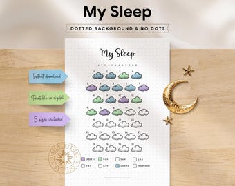 Cloud Sleep Tracker – Printable Monthly Log (Digital Download)
