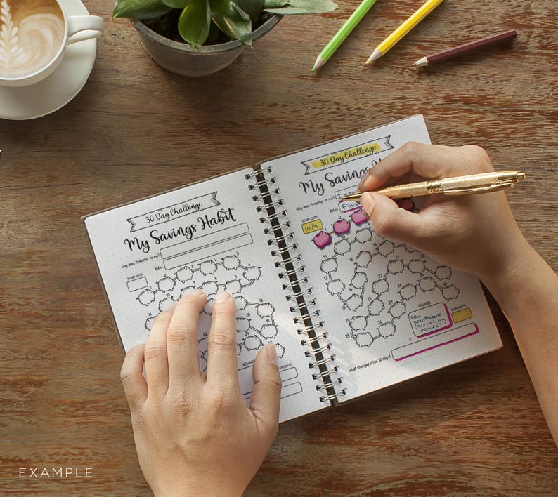 30 Day Savings Challenge Printable — My Savings Habit, Color in a Piggy ...