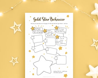 Printbaar werkblad 'Gouden Ster Gedrag' — Merk 9 kleine successen op en kleur één grote gouden ster in
