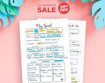 My Goal & Monthly Check-In Printable | Energy-Based Goal Planner for Bullet Journal
