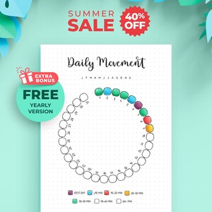 Daily Movement Tracker – Printable Exercise Log, Wellness Planner (Digital Download)