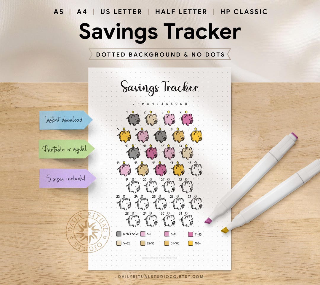 Piggy Bank Savings Tracker Printable | Monthly Money Planner (digital ...